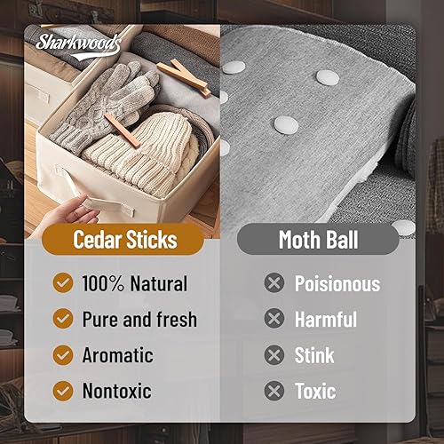 Miniatura 4 de 60 bloques de cedro para almacenamiento de ropa, palos de cedro 100% natural aromático cedro accesorios para armarios y cajones (paquete de 60 palos)