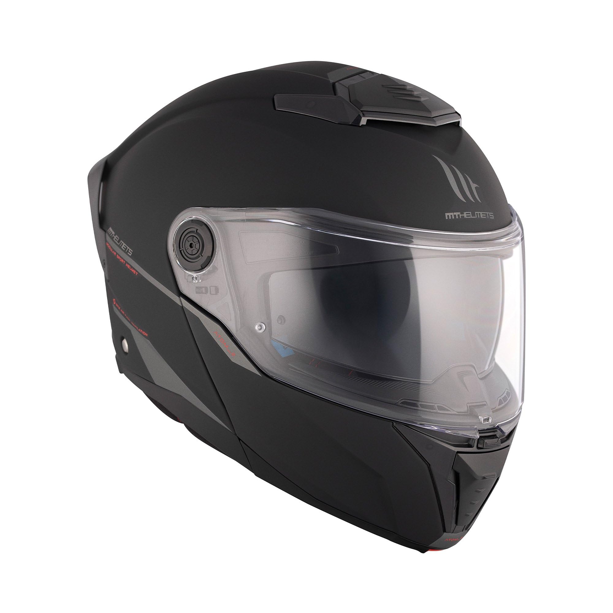 MT Helmets Atom 2 SV, Casco moto Modular Flip-Up, Visor Solar Retráctil, Interior Lavable, Preparado Intercomunicador UCS, Bloqueo frontal, Visor con posición Ventilación, Homologado ECE 22.06 & DOT