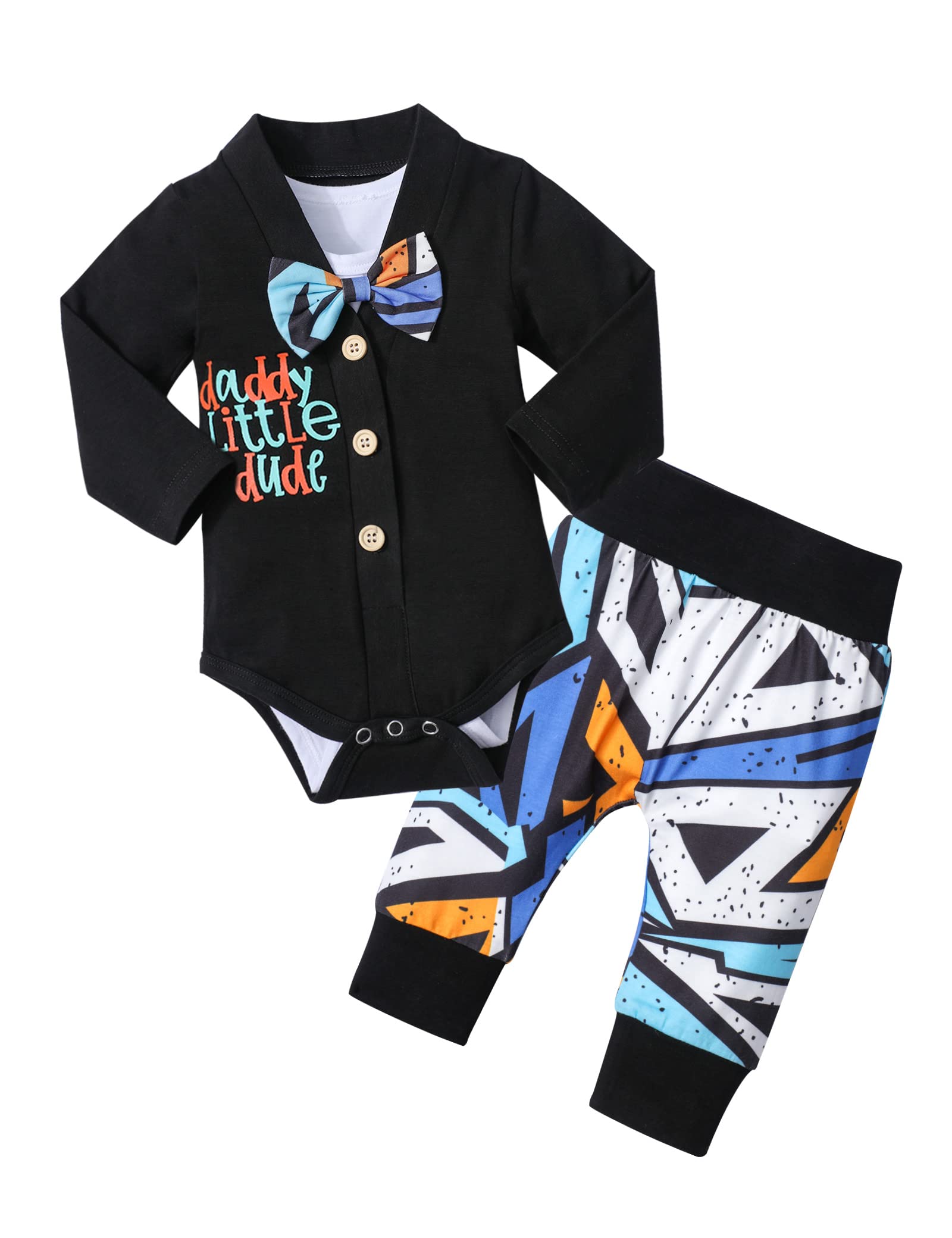 KANGKANGNew to The Crew Newborn Outfit Boy 3Pcs Newborn Boy Outfits, Two Baby Romper and Pants