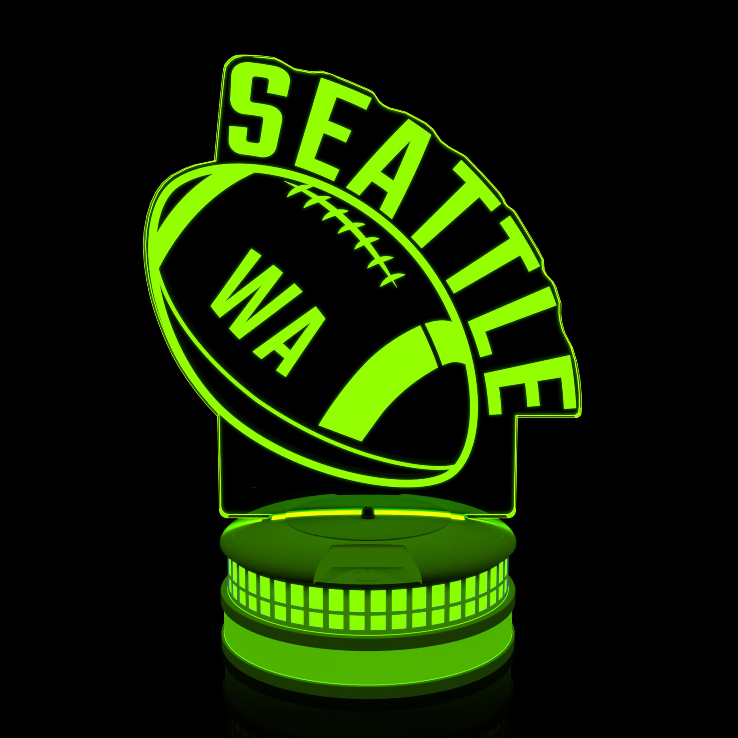 CLORURBANLIVE 3D Football Seattle Night Light 3D Illusion Lamp with Remote Control 16 Color Options Sports Decor Lighting for Fans - Multicoloured OneSize