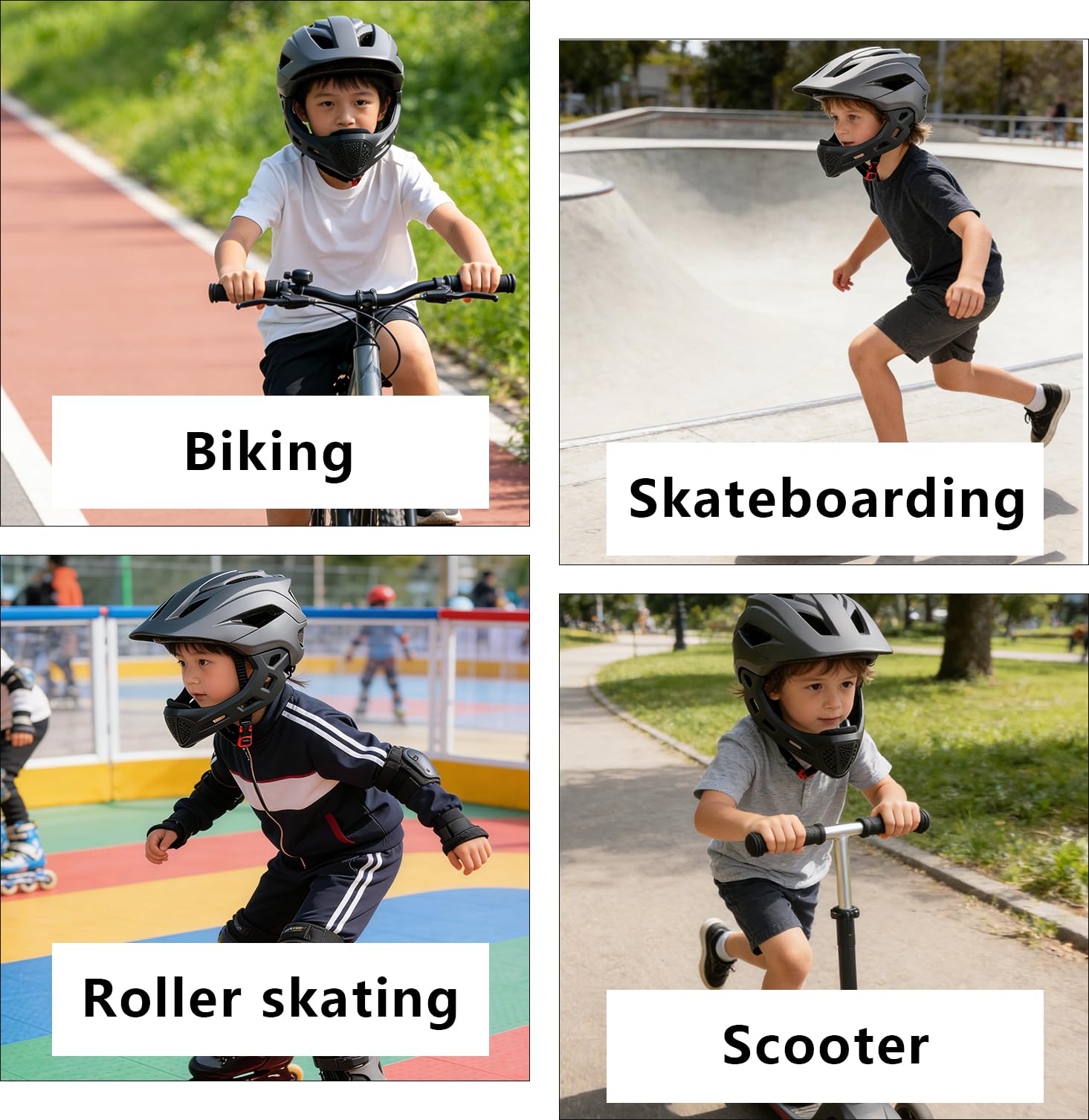Casco de cara completa para niños, casco BMX de cara completa para niños, monopatín BMX Dirtbike con protector de barbilla desmontable, cascos de bicicleta de cara completa 2 en 1 para niños y