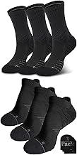 Hylaea 6 Pairs Running Socks for Men, Coolmax Anti-Blister Cushion Socks for Athletic, Moisture Wicking & Seamless Size L Black & Black