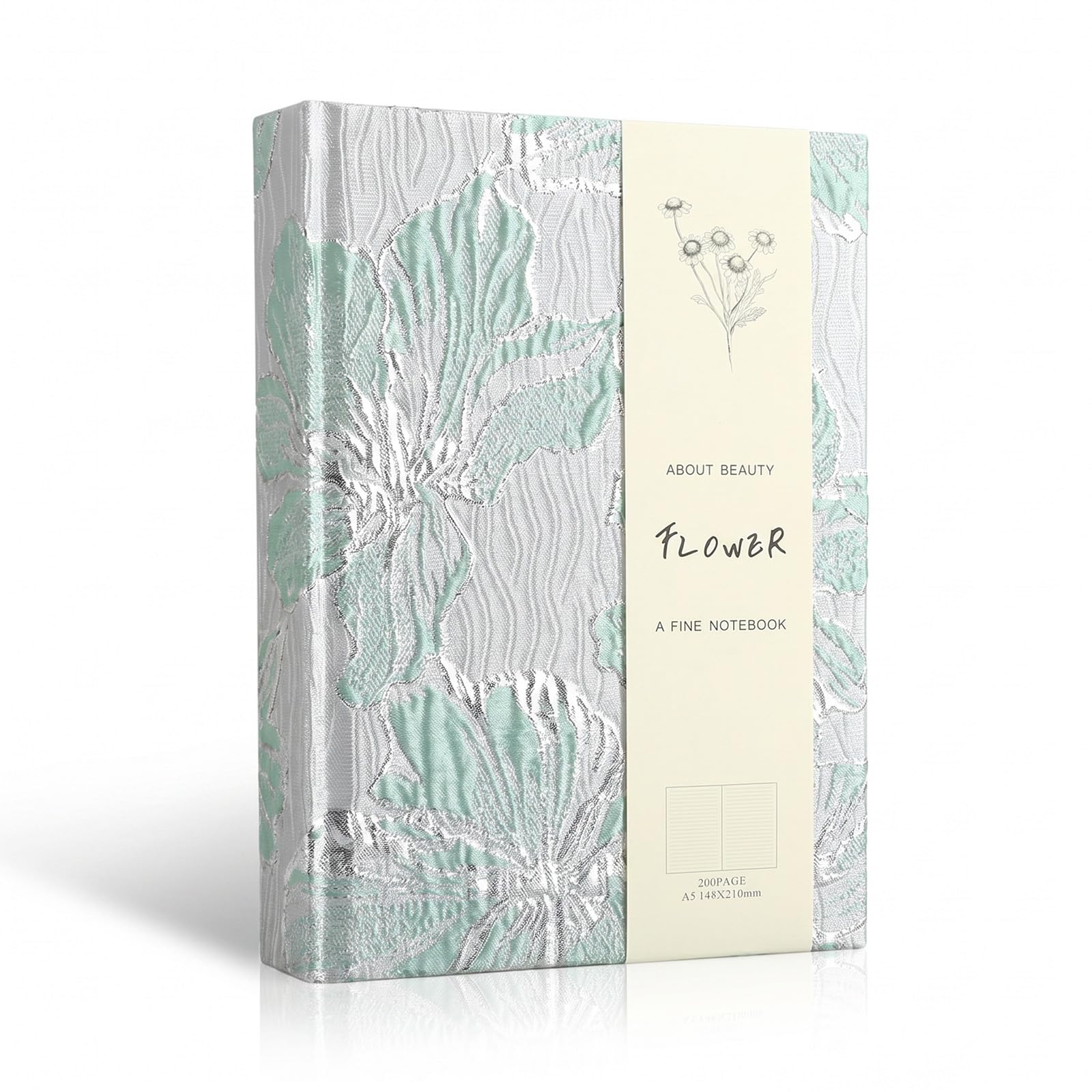 CZXCV Floral Journal A5 Hardcover Lined Notebook with Lay Flat Binding Pretty Lily Flower Design Personalised Writing Journals Notebook Taking Gift Idea for Women (Green)