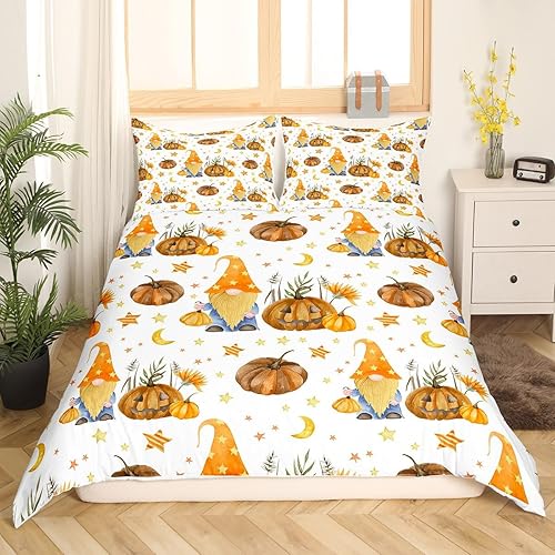 Miniatura 3 de Erosebridal Juego de ropa de cama de gnomo de Halloween para niños y queen, funda de edredón de calabaza de dibujos animados en acuarela, Halloween,