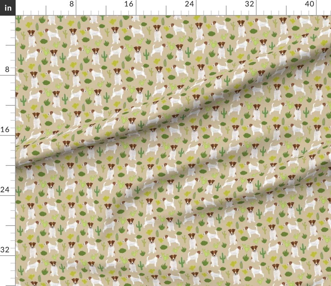 Spoonflower Fabric - Terrier Cactus Cacti Summer Succulent Dog Southwest Desert Pet Printed on Petal Signature Cotton Fabric Fat Quarter - Sewing Quilting Apparel Crafts Decor