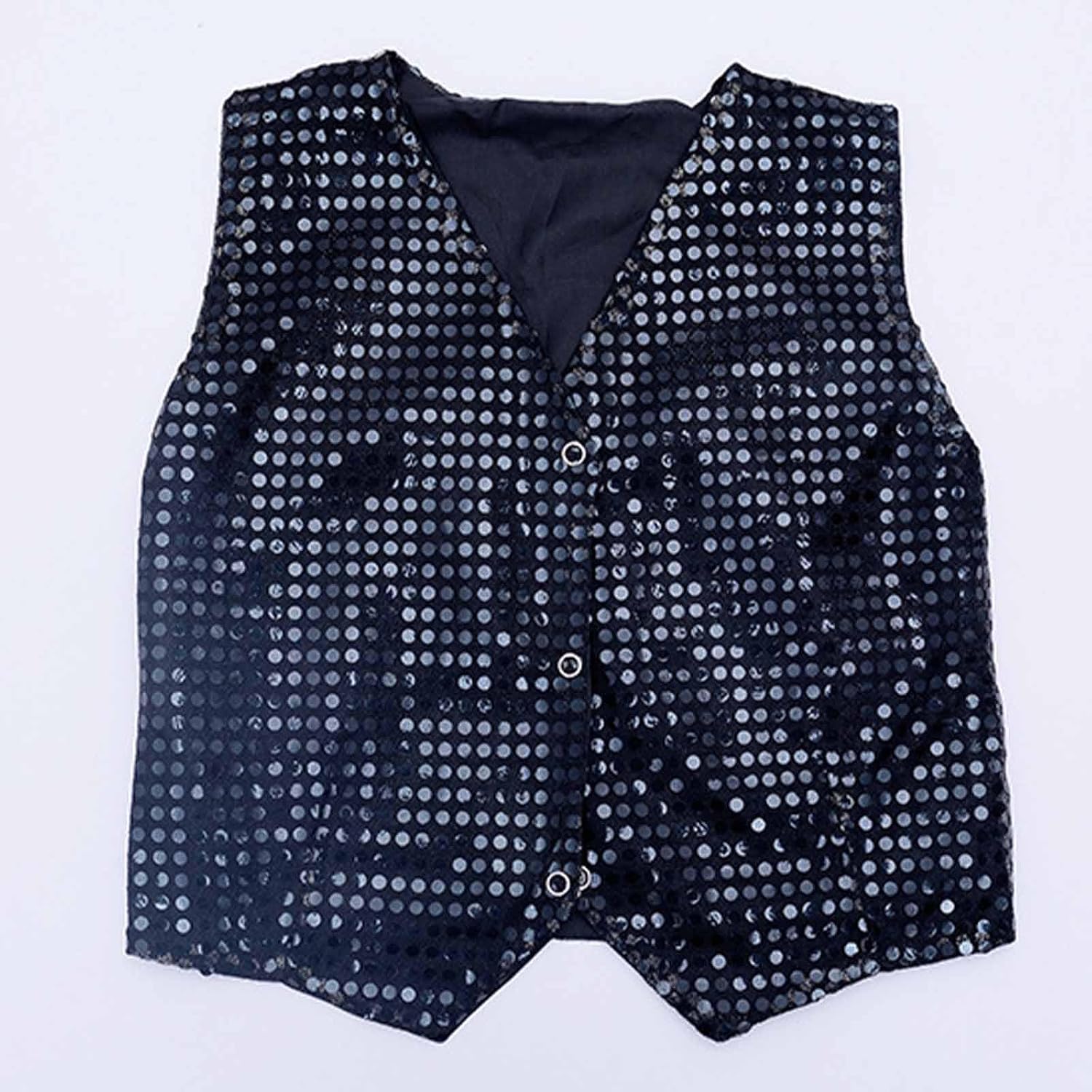 Kids Boys Girls 2 Outfit Set Shiny Dance Vest High Elastic Waist Straight Leg Shorts Solid Glitter Hip Hop Jazz