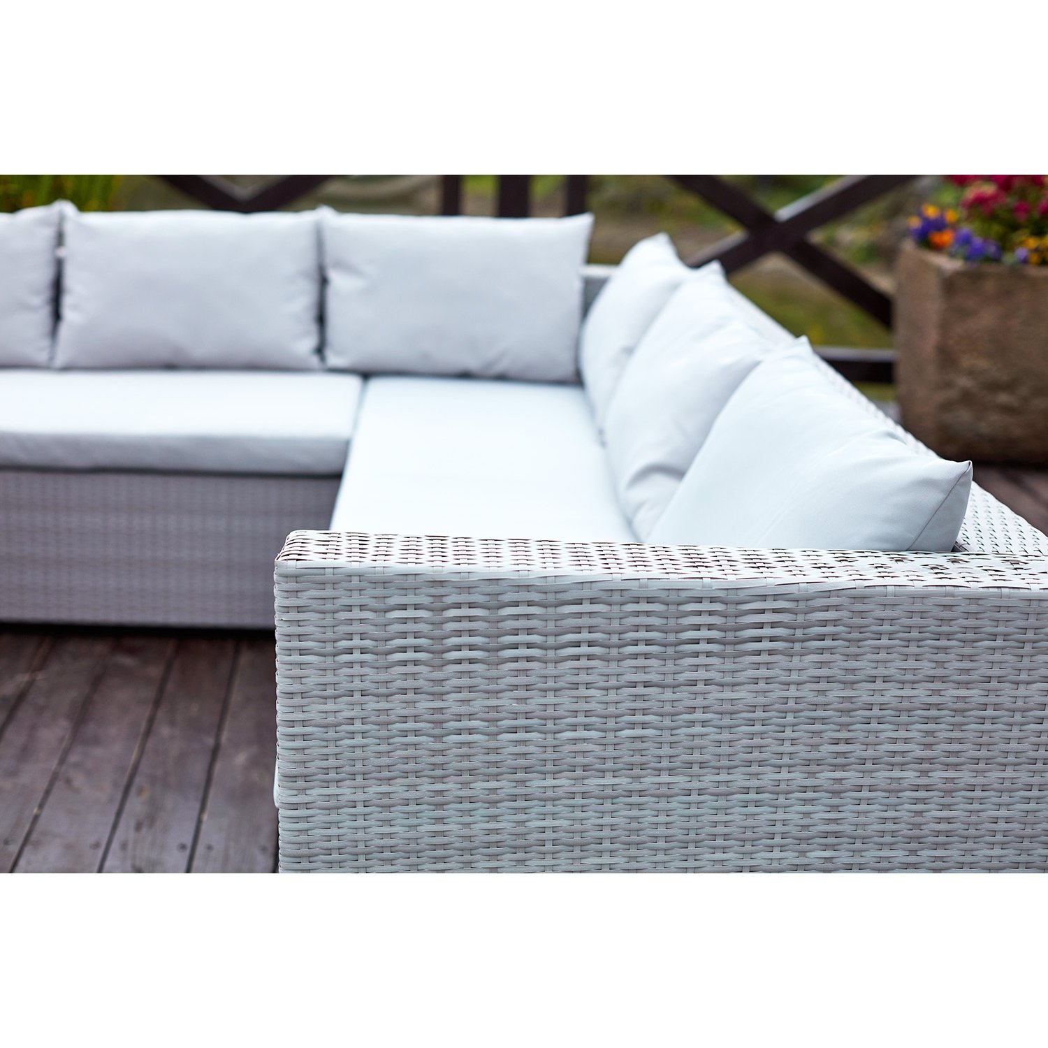 CONCEPT USINE Salon de Jardin Encastrable Fidji Gris 10 Personnes