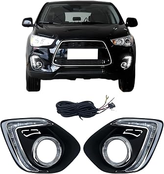 Led DRL Light Bezel, Compatible With Mitsubishi Outlander Sport 2013-2015, Daytime Running Lamp Cover With Dynamic Sequential Turn Signal