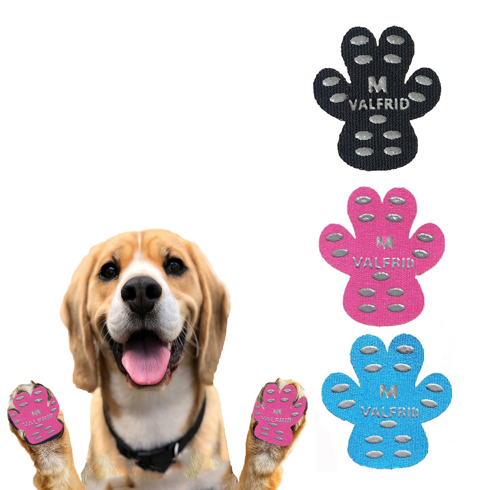 Photo 1 of ?VALFRID Dog Paw Protector Pads,15 Sets-60 Pads Anti-Slip Grips for Hardwood Floors,Best for Hot Pavement,Strong Self-Adhesive Traction Stickers for Senior Dog Essentials Multicolor M