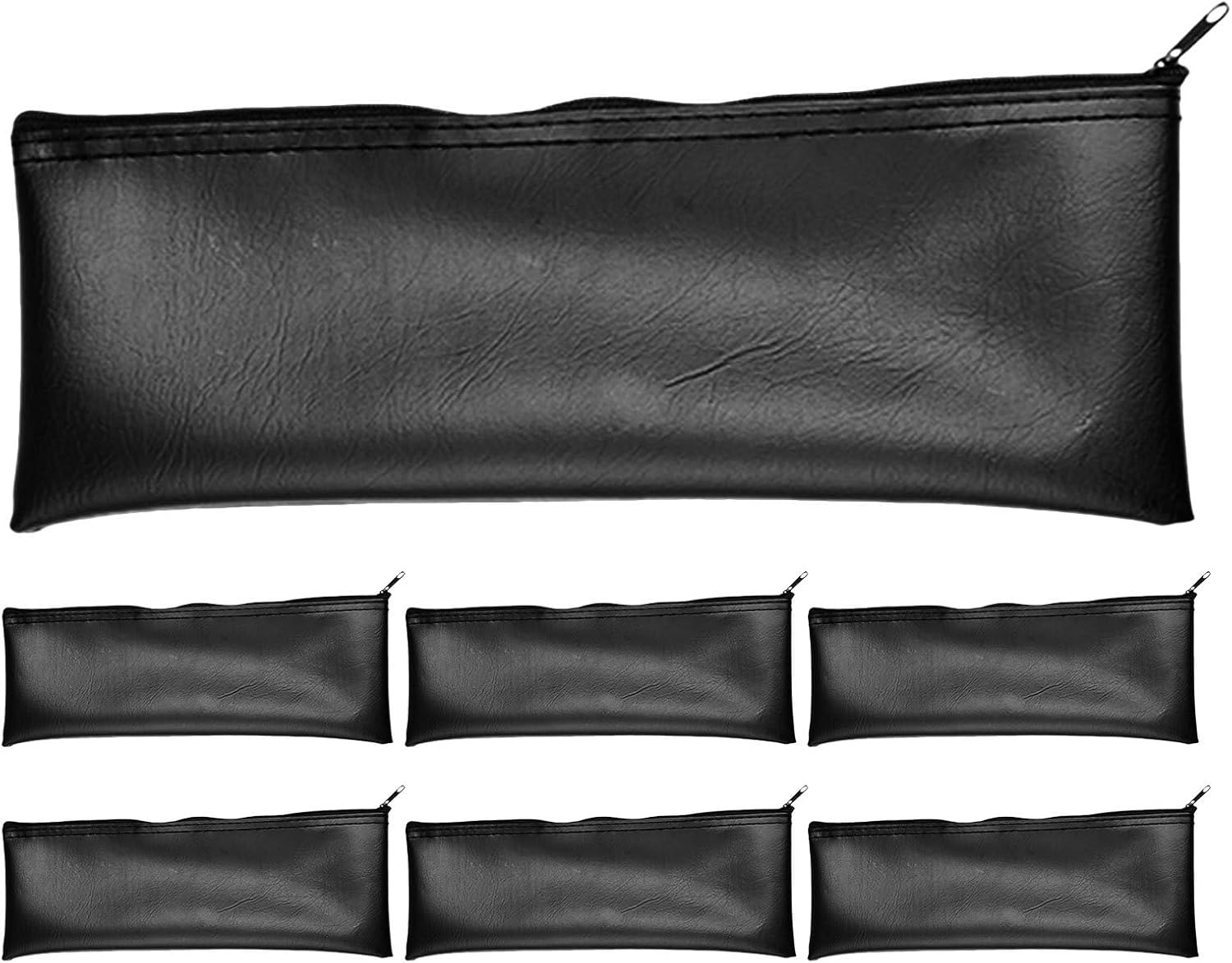 UKCOCO 7pcs Zippered Pouch for Wireless Microphones - 12x4 PU Mic Bag Music Equipment Holder for Travel, Studio, Karaoke, and Gathering Protection