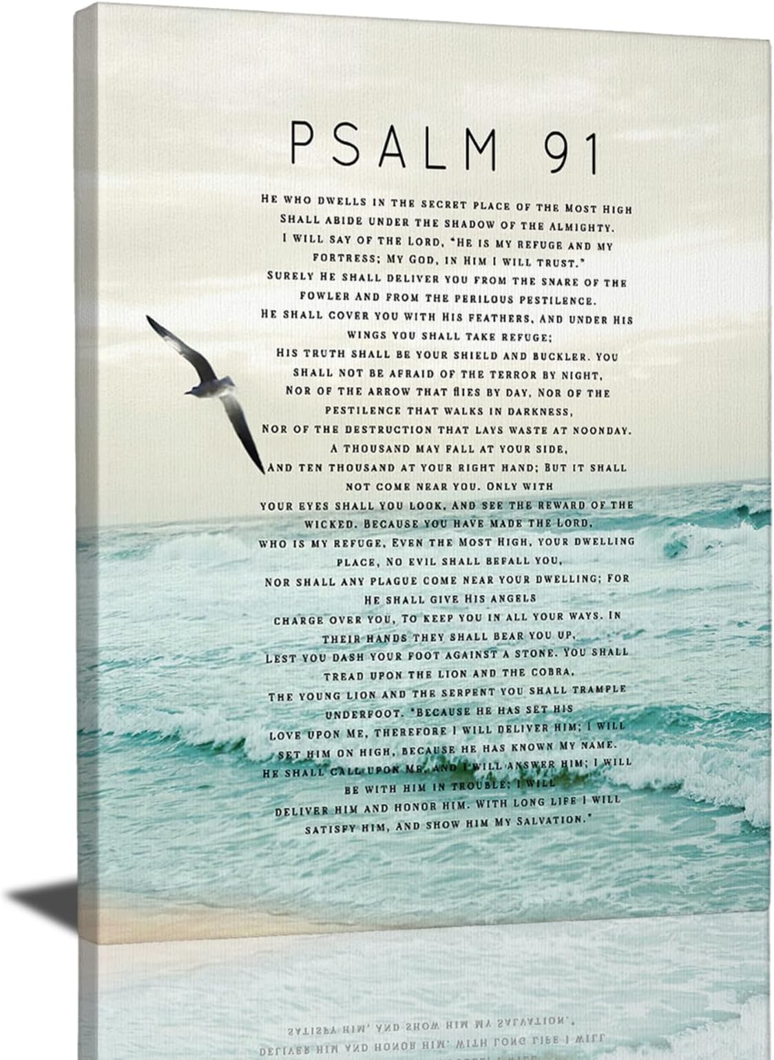 Tourrest Psalm 91 Wall Art Scripture Wall Decor Bible Verse Canvas Prints Pictures Christian Religous Framed Artwork for Bedroom Living Room Bathroom 16"x24"