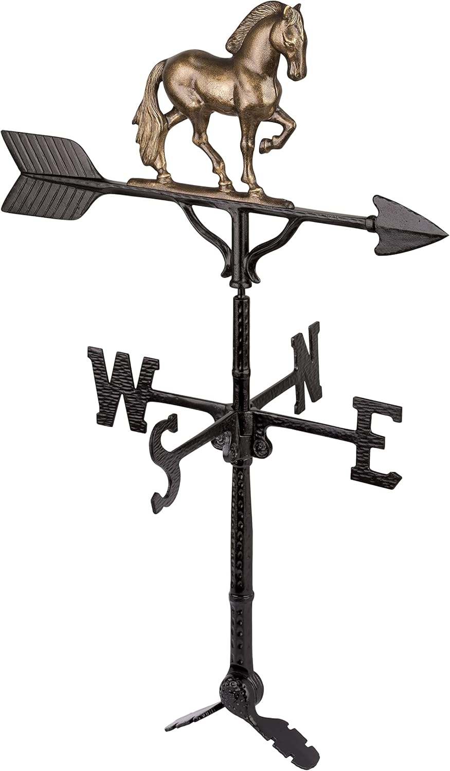 Montague Metal Products - 32'' Aluminum 3D Horse Weathervane 200 Series - Outdoor Wind Vane with Ornament - Roof Metal Decor - Mount Included (4 to Choose from) - Hand Cast Aluminum (Black)