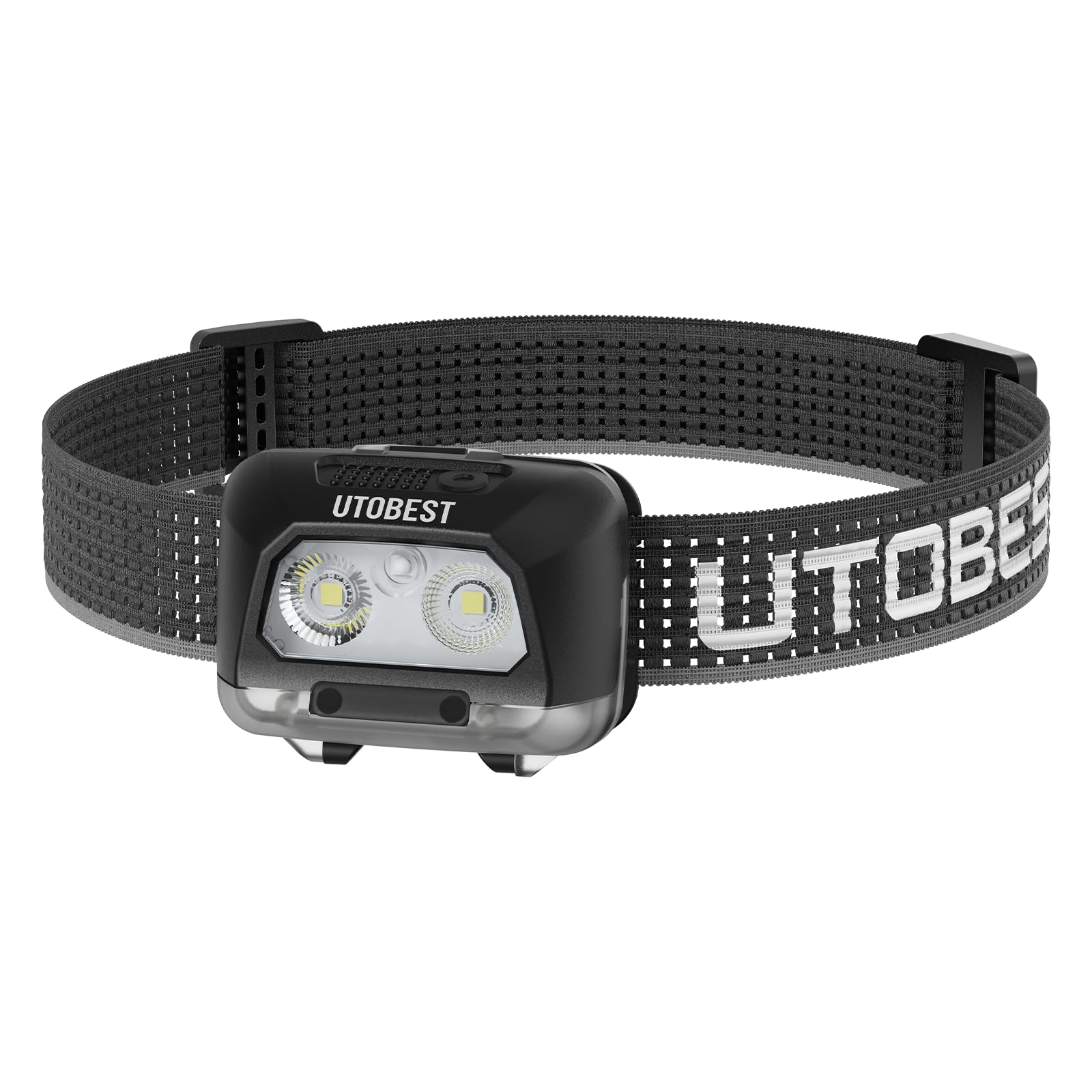 UTOBEST Head Torch Rechargeable, Battery Powered, Hybrid Concept, 500 LM, 102H Runtime, Lightweight 85g, 5 Lighting Modes - Motion Sensor, Dimmable, IPX8 Waterproof for Running, Camping, UTR701 Black