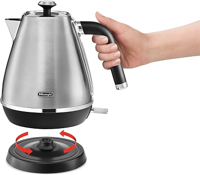 De'Longhi Distinta X Design 1.7L Rapid Boil Metal Kettle, Stainless Steel, Anti-Limescale Filter, Cord Storage KBI3001.M - Brushed Steel
