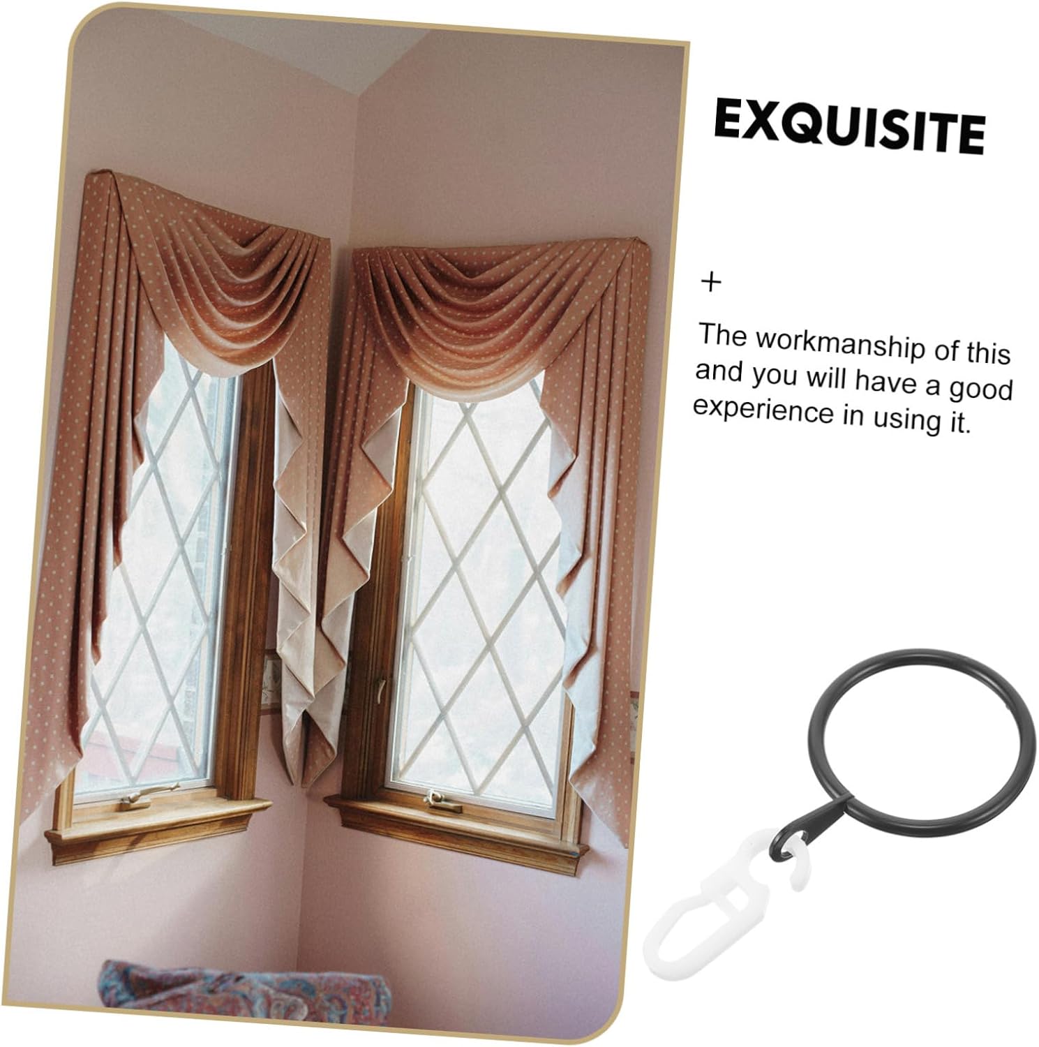 45pcs Curtain Hanging Rings with Clips Lightweight Curtain Hooks for Easy Installation for Drapes Window Rods and Shower Decorations