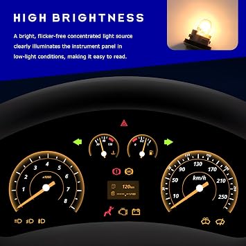5PCS DB401 T5 Car Dashboard Light Bulbs, High Brightness Wedge Halogen Bulb Anti-Vibration Indicator, Responsive Plug & Play A/C Climate Control Switch Light Flat Top Bulb