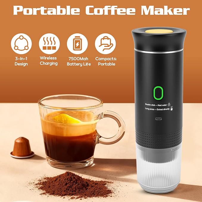Cafetera Portátil Automática para Cápsulas y Molido con 15 Bar de Presión miniatura 2