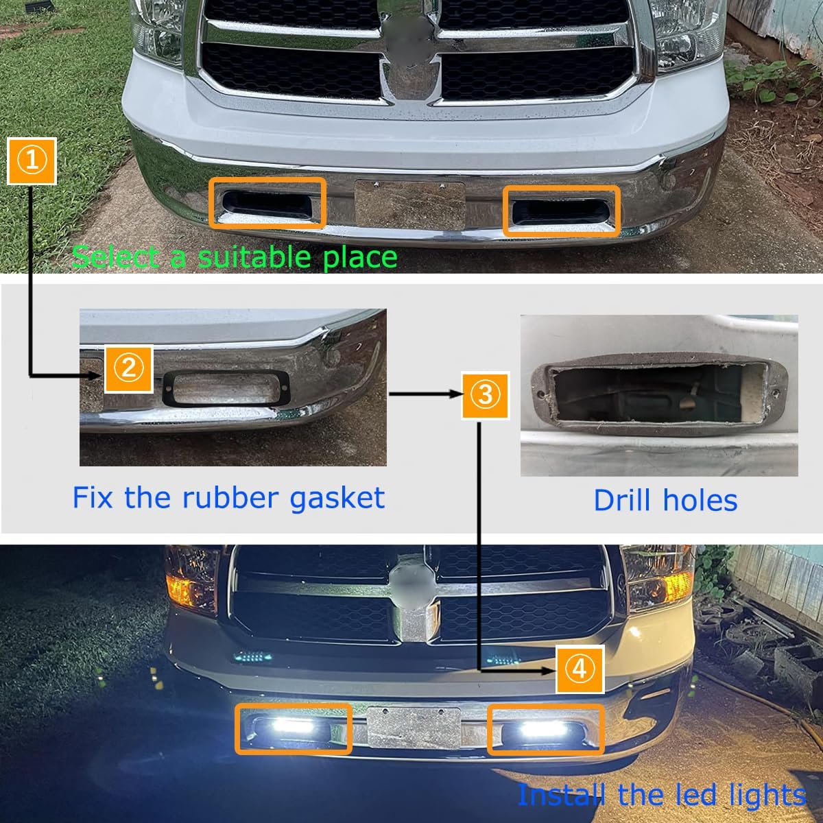 Raycharm 7.7" Flush-Mount Off-Road LED Fog Light, 6000K Cool-White, Spot Beam, Reverse & Backup Light for Jeep, Truck, UTV, ATV, IP68 Waterproof/Shockproof, 12V/24V, 2-Pack