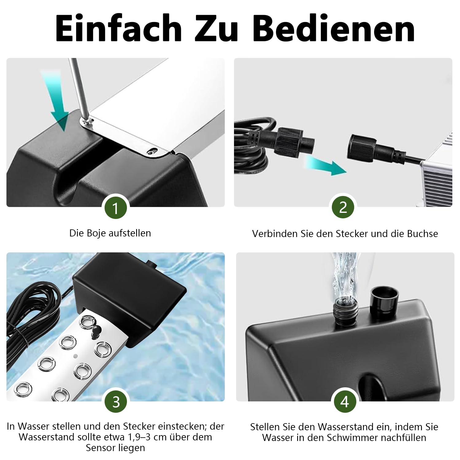 Nebelmacher Ultraschall 6L/H 8 Kopf Nebelbefeuchter 300W IP67 Wasserdicht Netzteil 5m Netzkabel EU Stecker