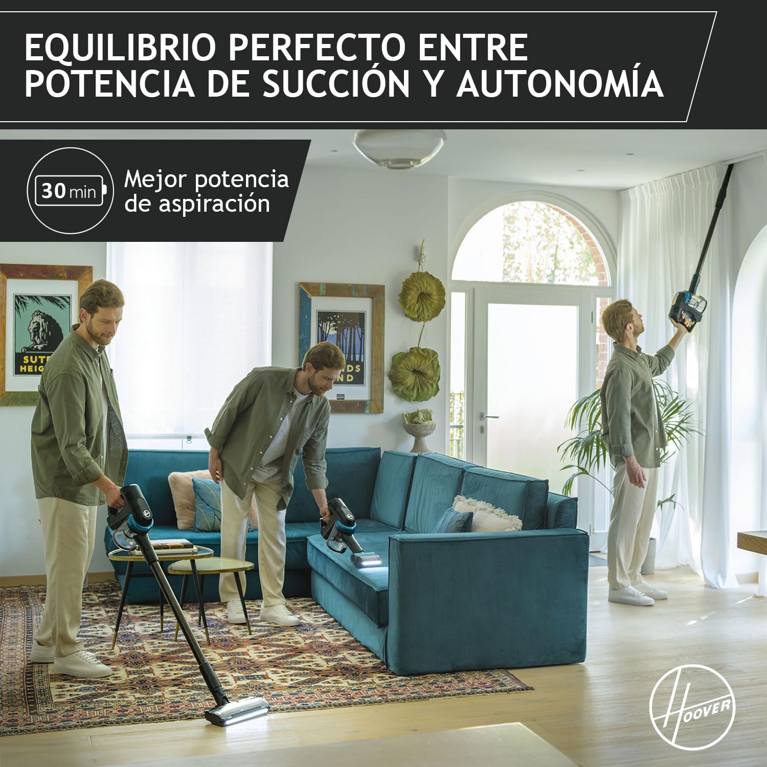 Hoover Aspiradora Escoba Sin Cable para Mascotas, Maniobrable 360 Grados para Todo Tipo de Suelos, Cepillo Anti-Enredos con Luces LED [HF4]