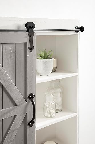 Miniatura 6 de Kate and Laurel Cates - Armario de pared rústico, 22 x 28; blanco y gris; armario de almacenamiento montado en la pared de granja