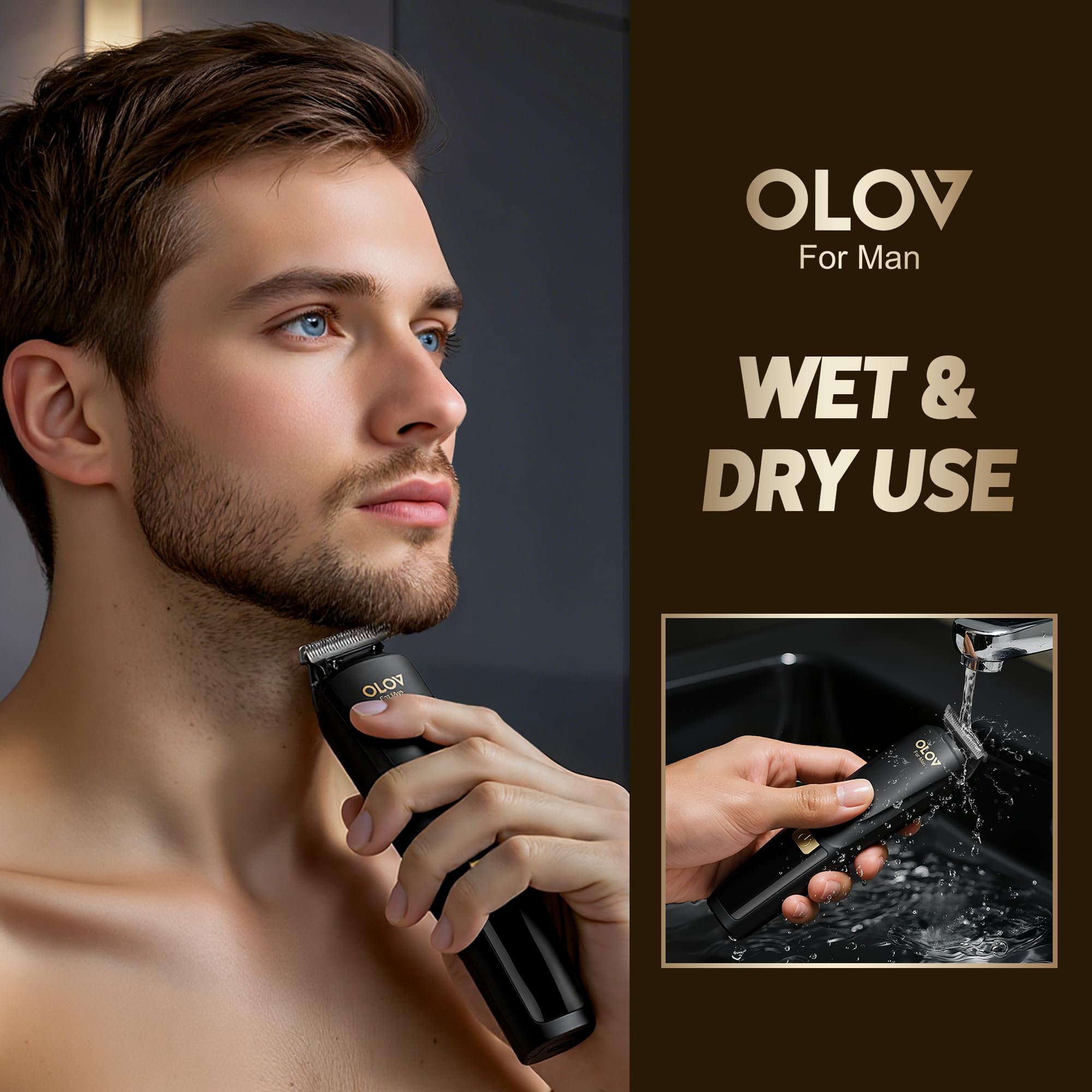 Waterproof Electric Beard Trimmer For Men, Cordless Hair Clippers Shavers Men Grooming Kit Gifts Men Husband Father - View #4