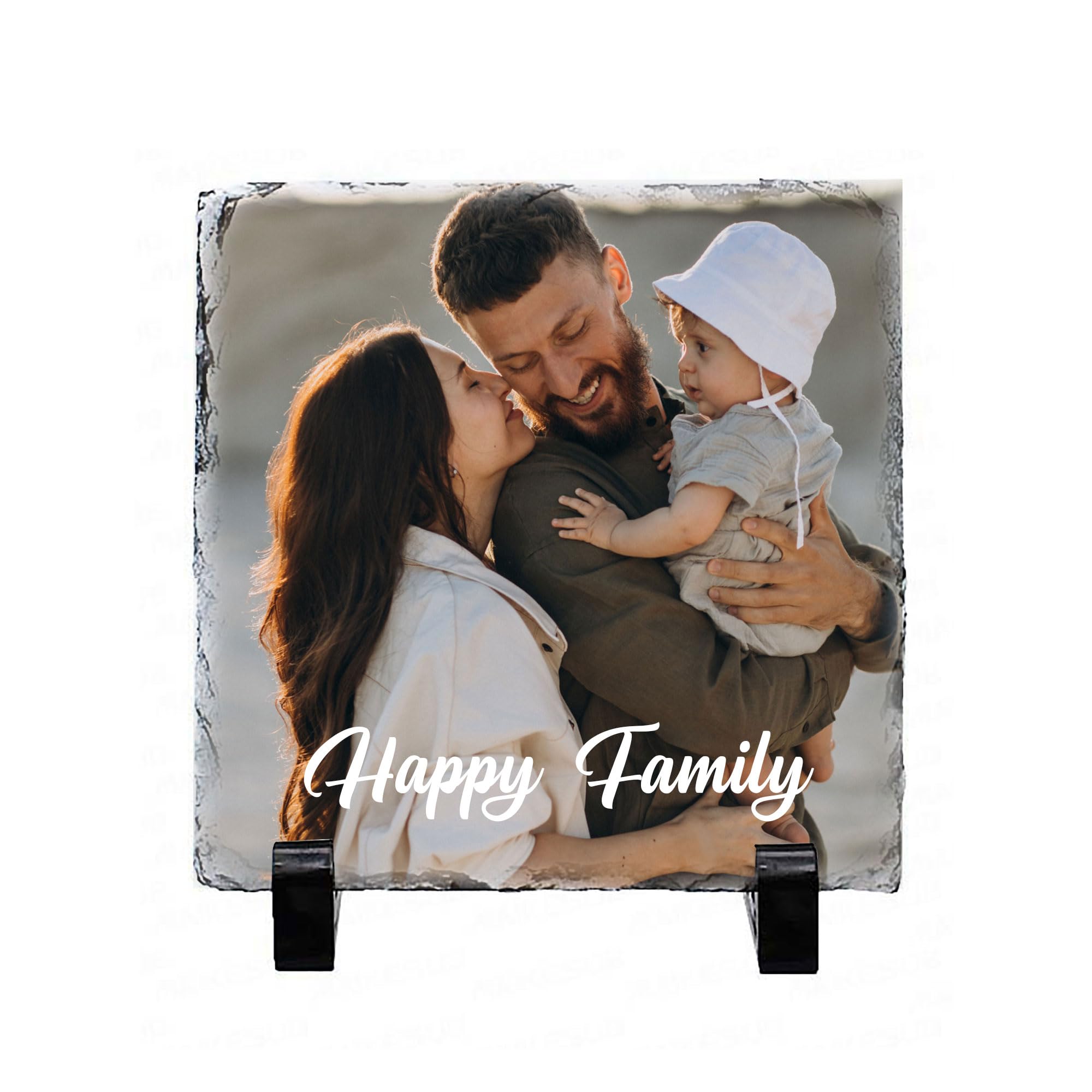EDSG Personalised Photo Gifts Fathers Day Dad from Daughter Son 15cm Slate Photo Personalised Gift for Birthday Anniversary Christmas Custom Your Text
