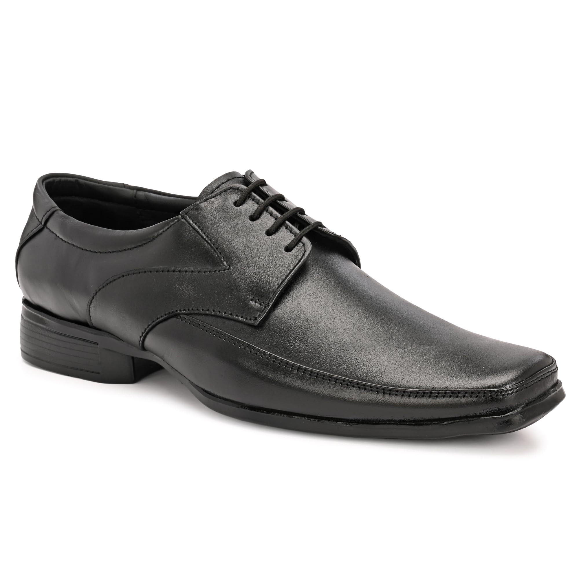 Men’S Genuine Leather Formal Derby Shoes (Big Size 11 & 12) | Premium Lace-Up Office Wear | Cushioned Comfort | Anti-Slip Sole | Black-image-21