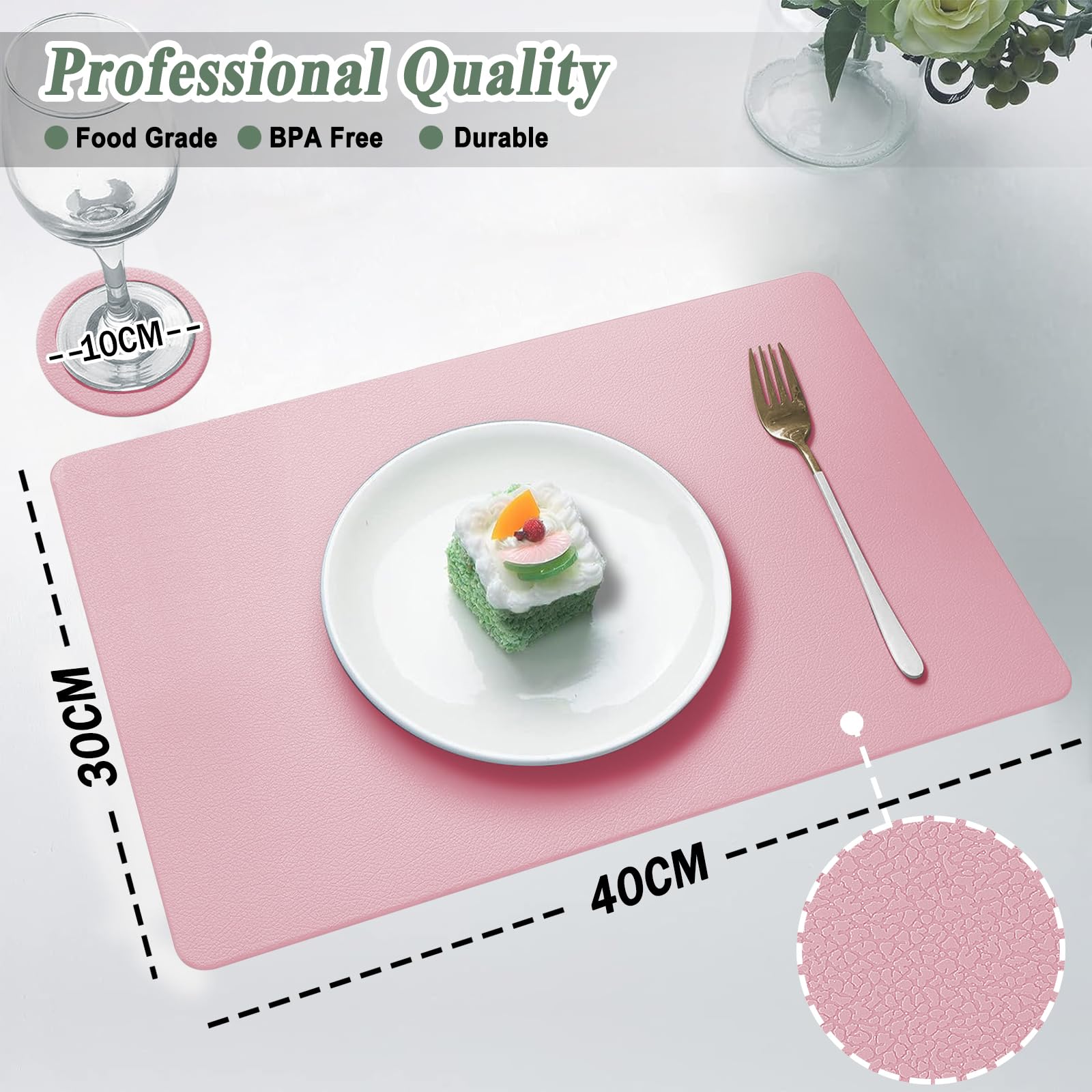 YUNJUER 4 Silicone Placemats + 4 Washable Coasters, Heat-Resistant 450 °F - Image 2