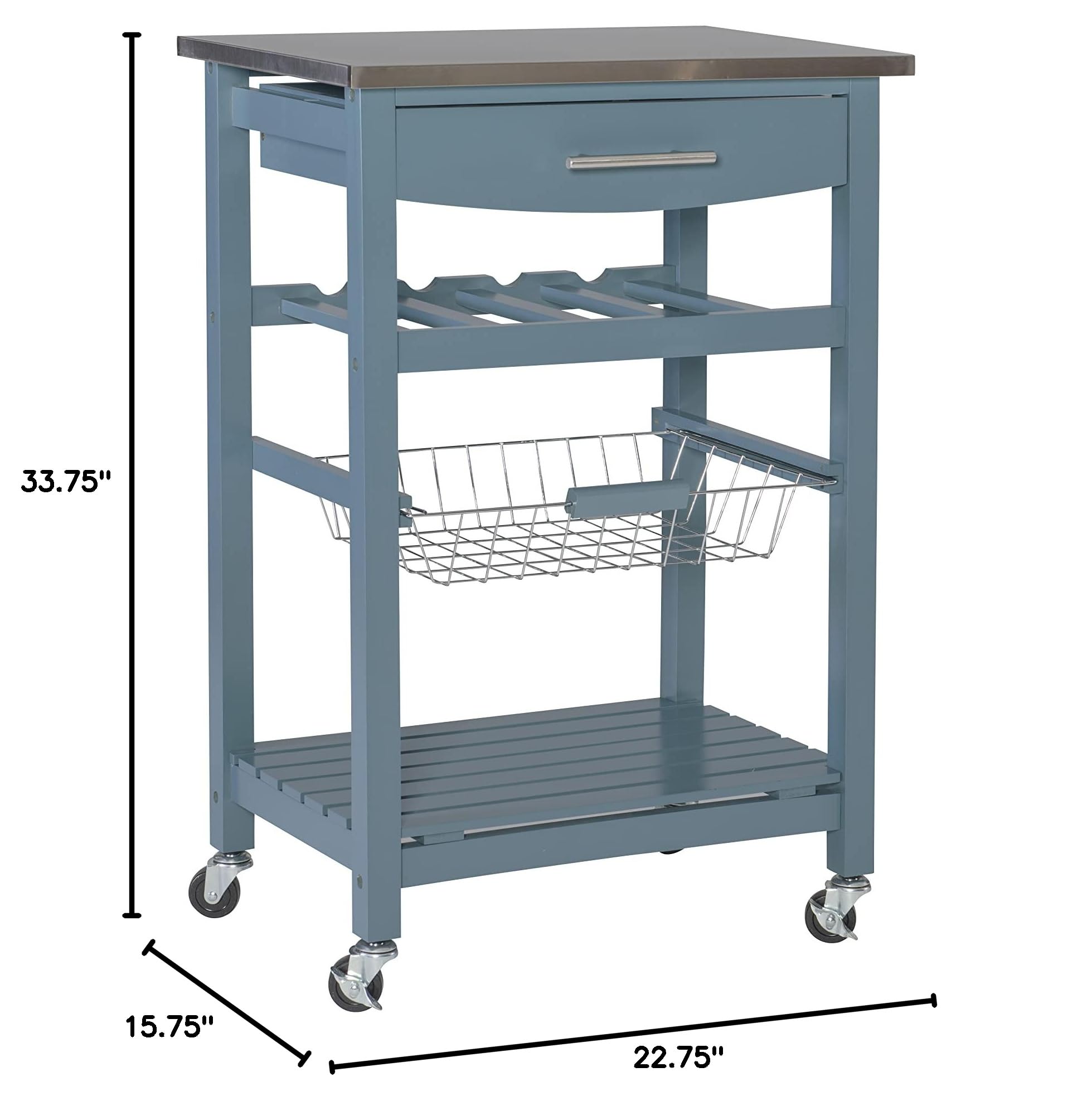 Linon Home Décor Whitney Blue Kitchen Cart