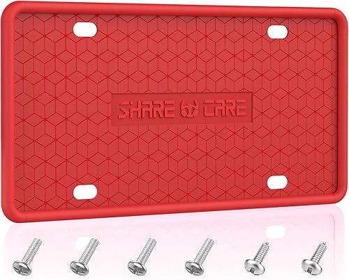 Vista 14 de Paquete de 2 marcos de silicona para matrícula, cubierta delantera y trasera, soporte para placa de matrícula a prueba de óxido, a prueba de Rojo