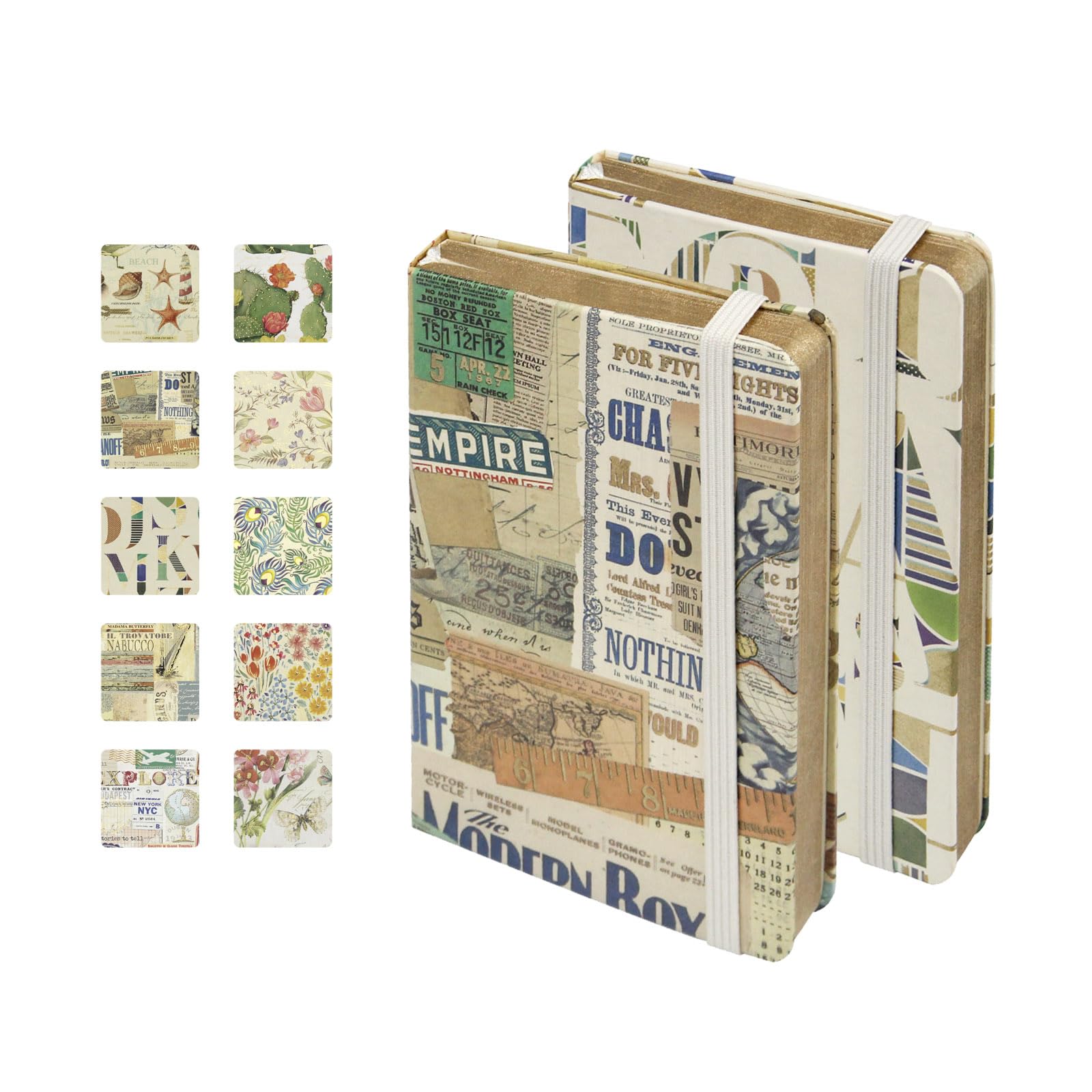 WETLOTE A6 Notebook - 2 Pack, Florence Collection Notebook, 144 pages of straight lined paper with buckled tape, ribbon tabs, for school, office, travel, 9 x 14 cm, Travel+Associations