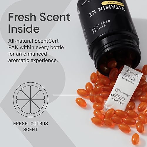 Miniatura 2 de Sports Research Vitamina K2 MK7 de 45 mcg con aceite de coco, 90 cápsulas blandas vegetales (suministro para 3 meses) certificado vegano, verificado