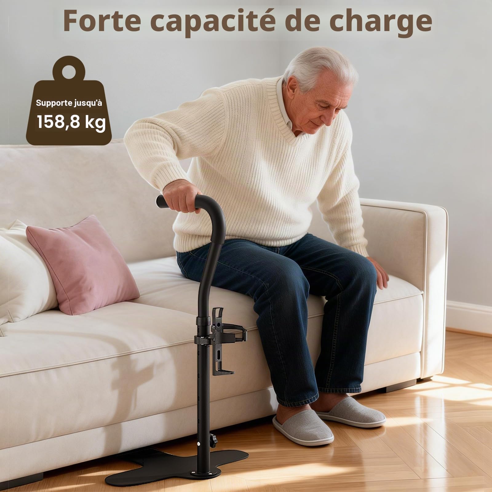 LIROPAU Canapé d'aide au relèvement, pour personnes âgées, avec porte-gobelet, 6 niveaux réglables en hauteur, aide à la mobilité pour les personnes âgées, pour les personnes âgées