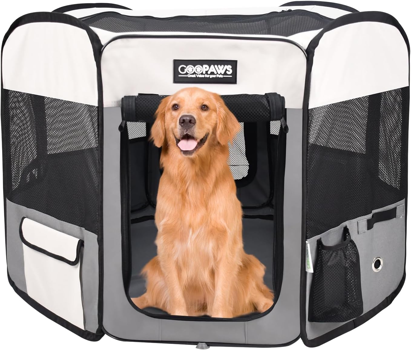 JESPET Pet Canine Playpens 36″, 45″ & 61″ Moveable Gentle Canine Train Pen Kennel with Carry Bag for Pet Cats Kittens Rabbits, Indoor/Outside Use