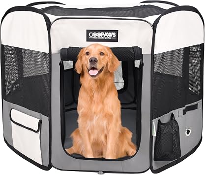 Jespet Soft Dog Playpen, Portable Pet Exercise Pen Kennel with Carry Bag