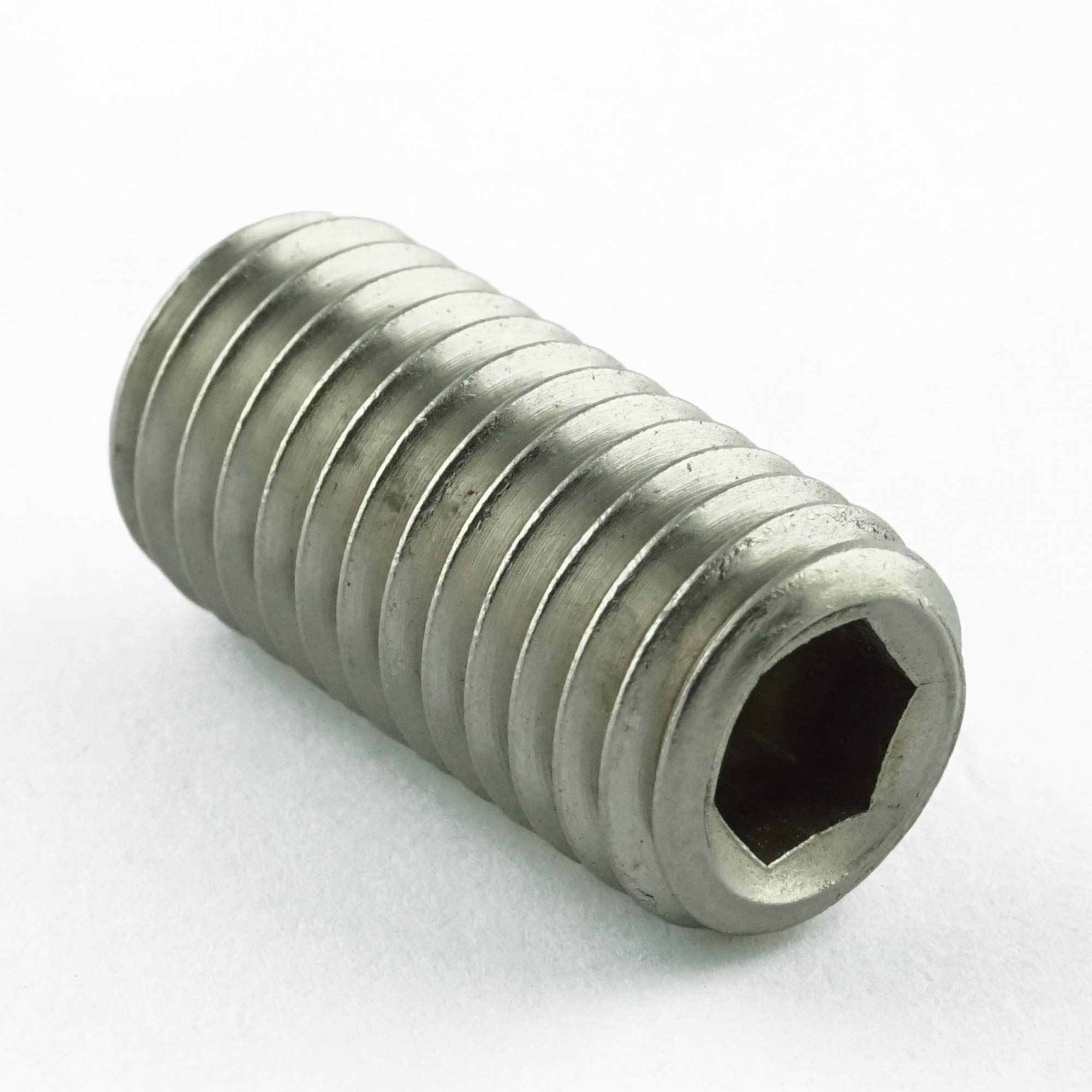 M12 x 16 mm trzpień gwintowy z gniazdem sześciokątnym i ostrzem pierścieniowym (100 sztuk) - śruby mocujące DIN 916 - ISO 4029 - śruby gwintowane - stal szlachetna A2 V2A - nierdzewny