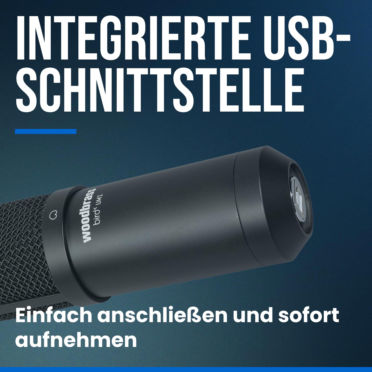 WOODBRASS Bird UM1 Podcast Pack Schwarz - USB-Kondensatormikrofon mit Nierencharakteristik für PC und Mac für Broadcasting und Streaming Recording, Podcasting, Konferenzen, Heimstudio Mao, Voice-Over
