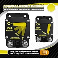Vista 4 de Disyuntor de 50 amperios con botón de interruptor de reinicio manual para barco marino RV yate, 12V-48V DC, disyuntores de barco impermeables