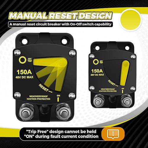 Miniatura 4 de Disyuntor de 200 amperios con interruptor de reinicio manual para vehículos recreativos marinos, yates, barcos de arrastre, sistema solar, 12 V-48 V