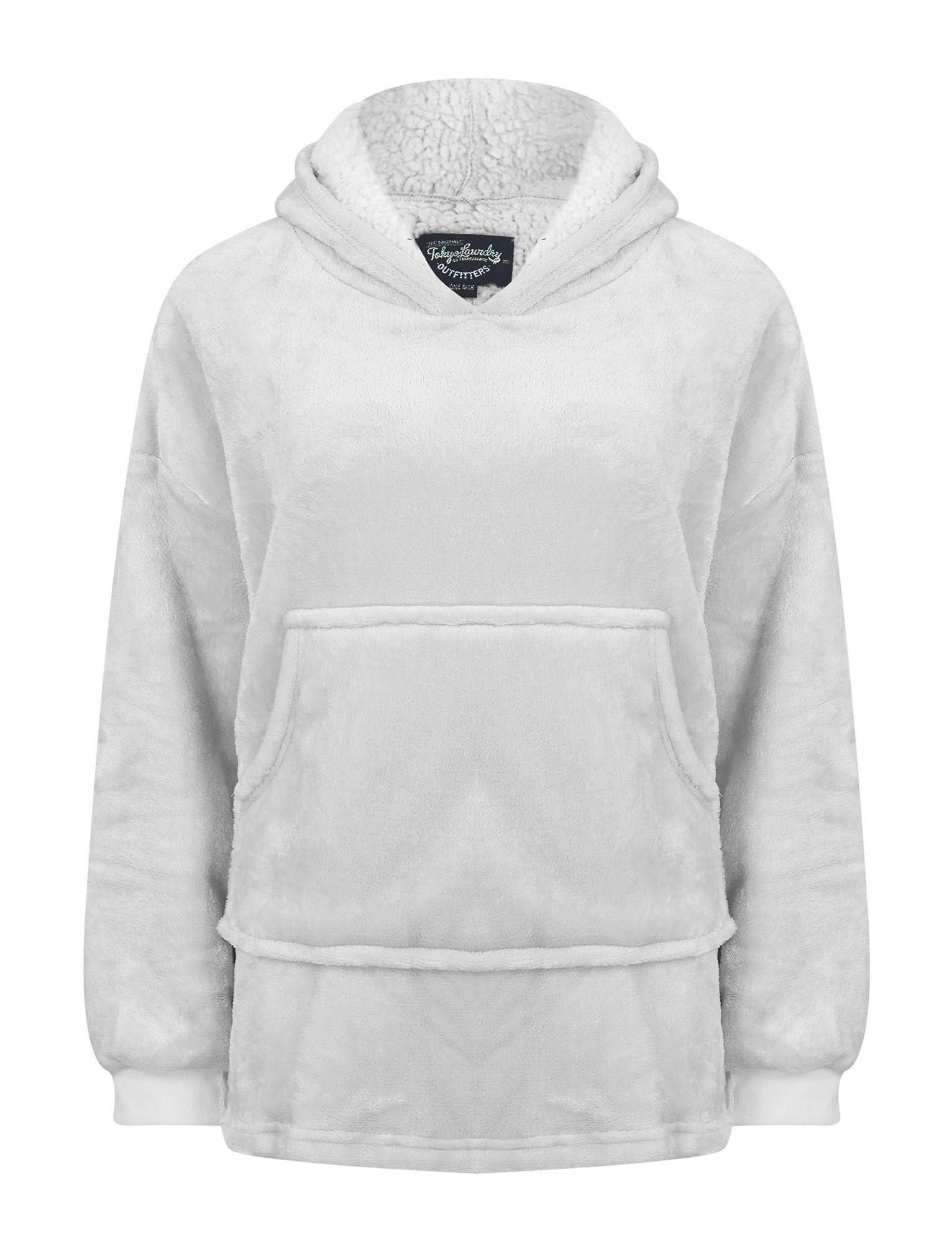 Tokyo Laundry Light Grey Kids Snuggling Soft Fleece Borg Lined Oversized Hooded Blanket With Pocket In Marl Kids (4-12Yrs)