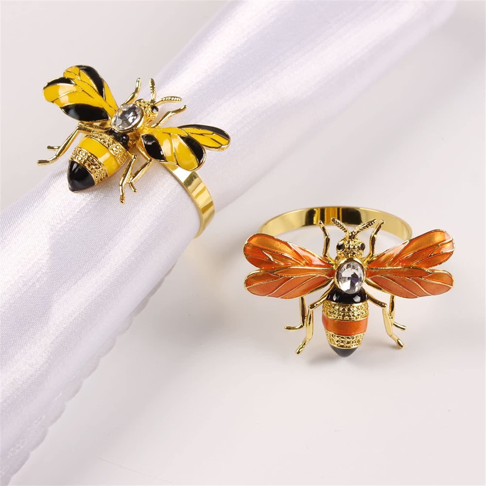 servilletero 10pcs abeja anillo de servilleta aleación verde insecto dragonfly gotea hebilla de diamante (Color : Yellow)