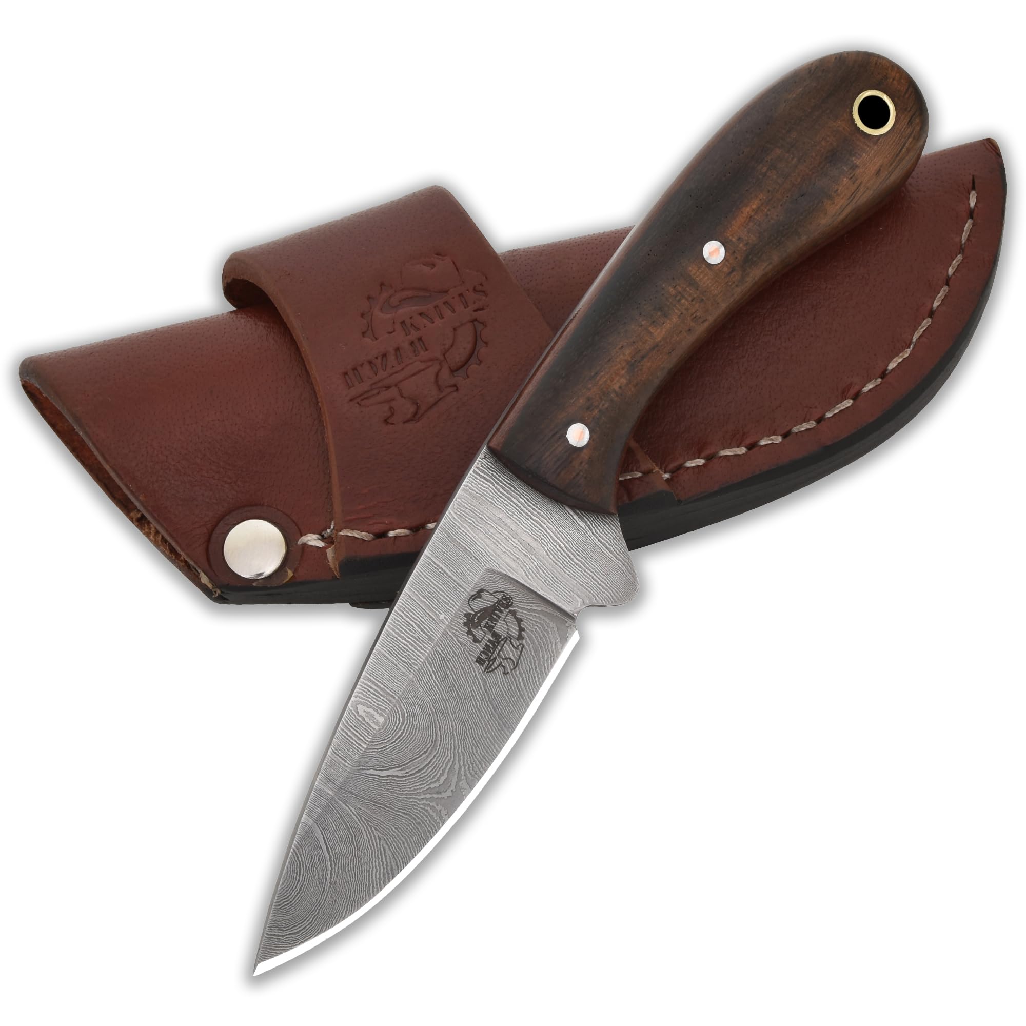 Handmade Fixed Blade EDC Utility Knife - Full Tang Hunting Knife - Rosewood Handle - Hori…