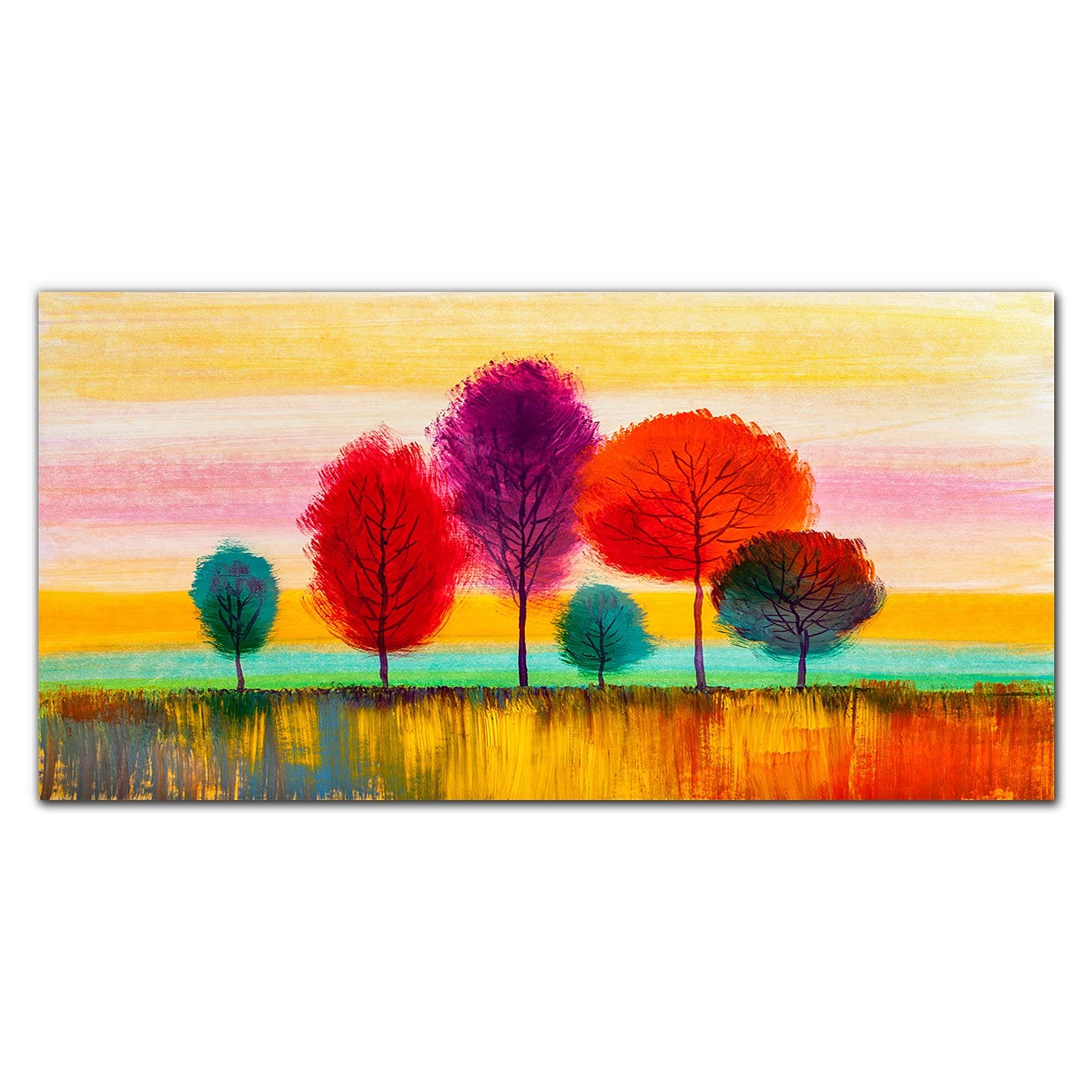 Crédence de cuisine en verre trempé 140x70 protection murale dosseret adhésif design arbres