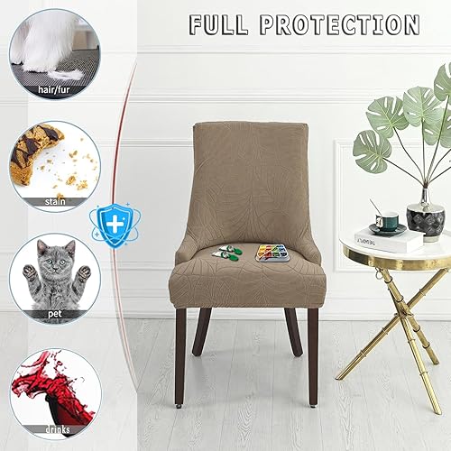 Miniatura 7 de Funda impermeable de jacquard elástica para silla con respaldo de ala, funda protectora reutilizable para comedor, banquete, decoración del hogar,