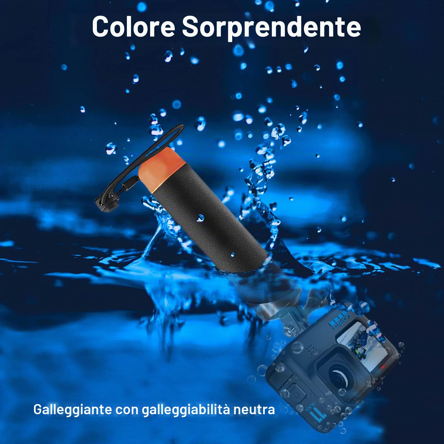 FitStill Impugnatura galleggiante impermeabile per GoPro Hero 13/12/11/10/9/8/7/6/5/4K/Max, DJI Osmo Action 6/5 Pro/4/3, Insta360 Ace Pro 2/X5/X4 e altre action cam
