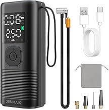 JESIMAIK Electric Air Pump VP-18 for Bike, Car, Bicycle, Air Pump, Rechargeable 6000mAh Large Capacity Battery, Cordless, Smart Air Pump, Max Pressure 160 PSI, High-Speed Filling, Auto Stop, Low Noise