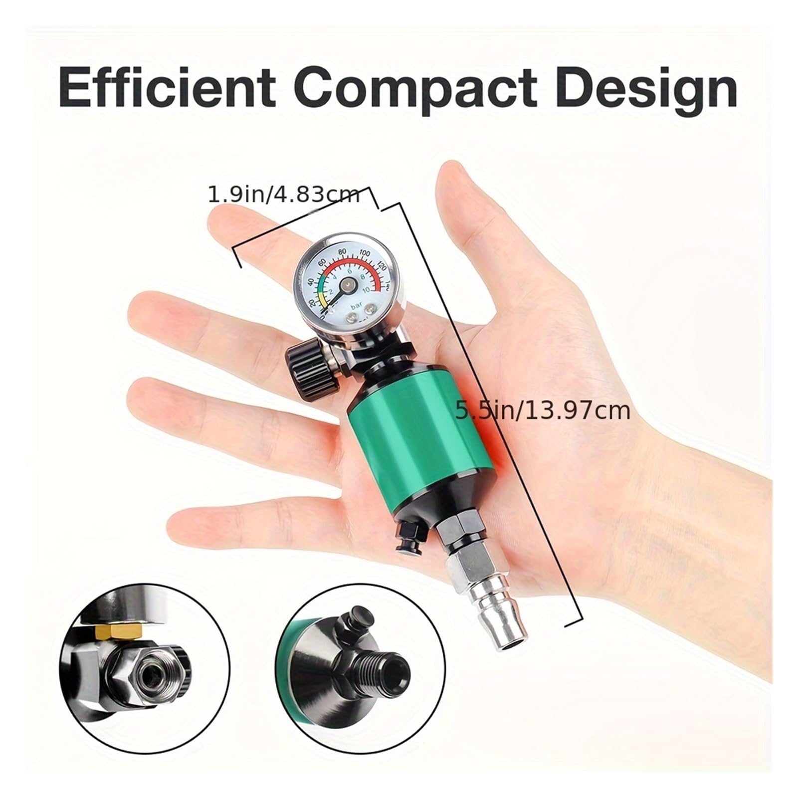 Regolazione pneumatica della pressione Regolatore d'aria universale da 1/4 di pollice con separatore acqua-olio for impieghi gravosi manometro for pistola a spruzzo
