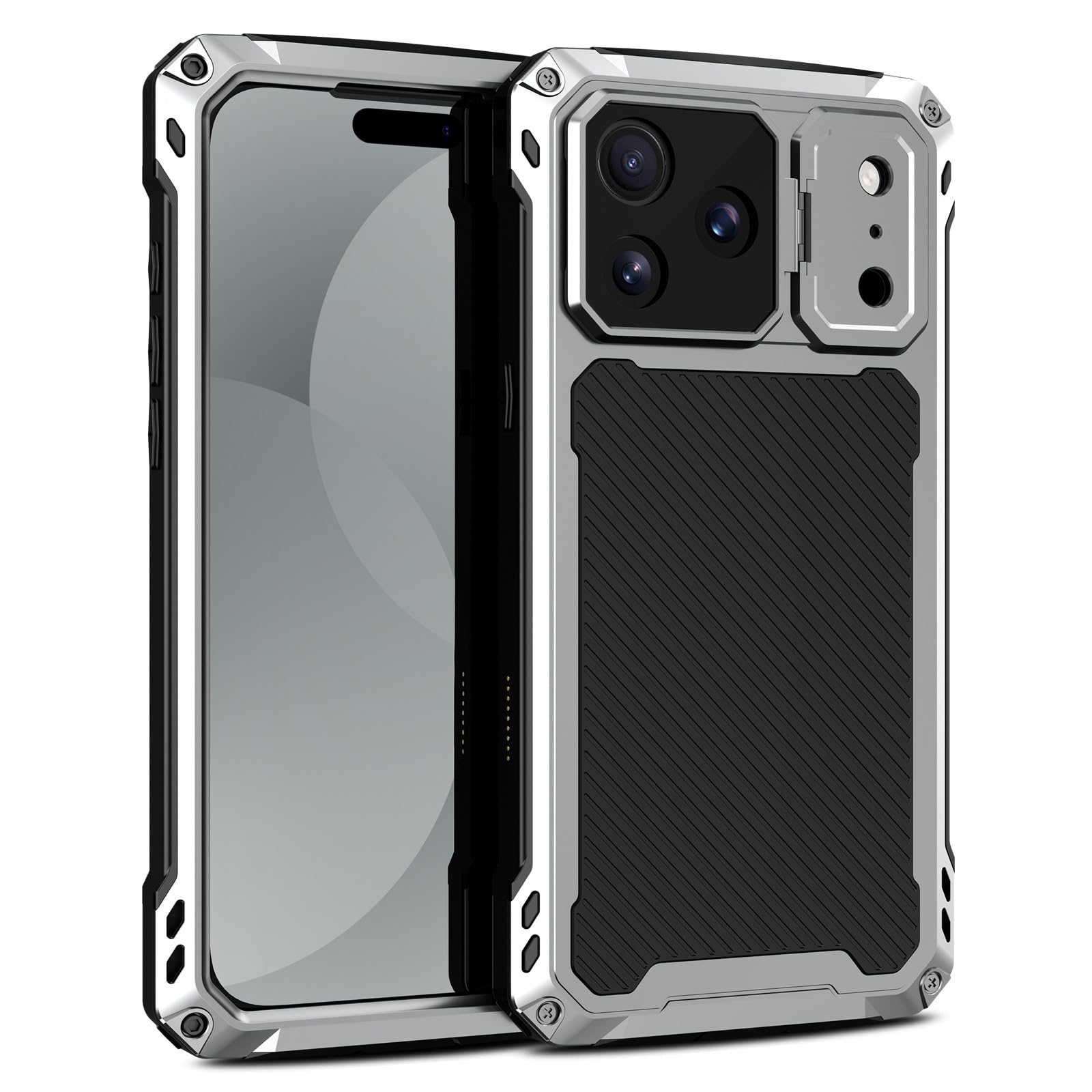 Coque iPhone 15 Pro aluminium argent de qualité supérieure et silicone de protection - 8