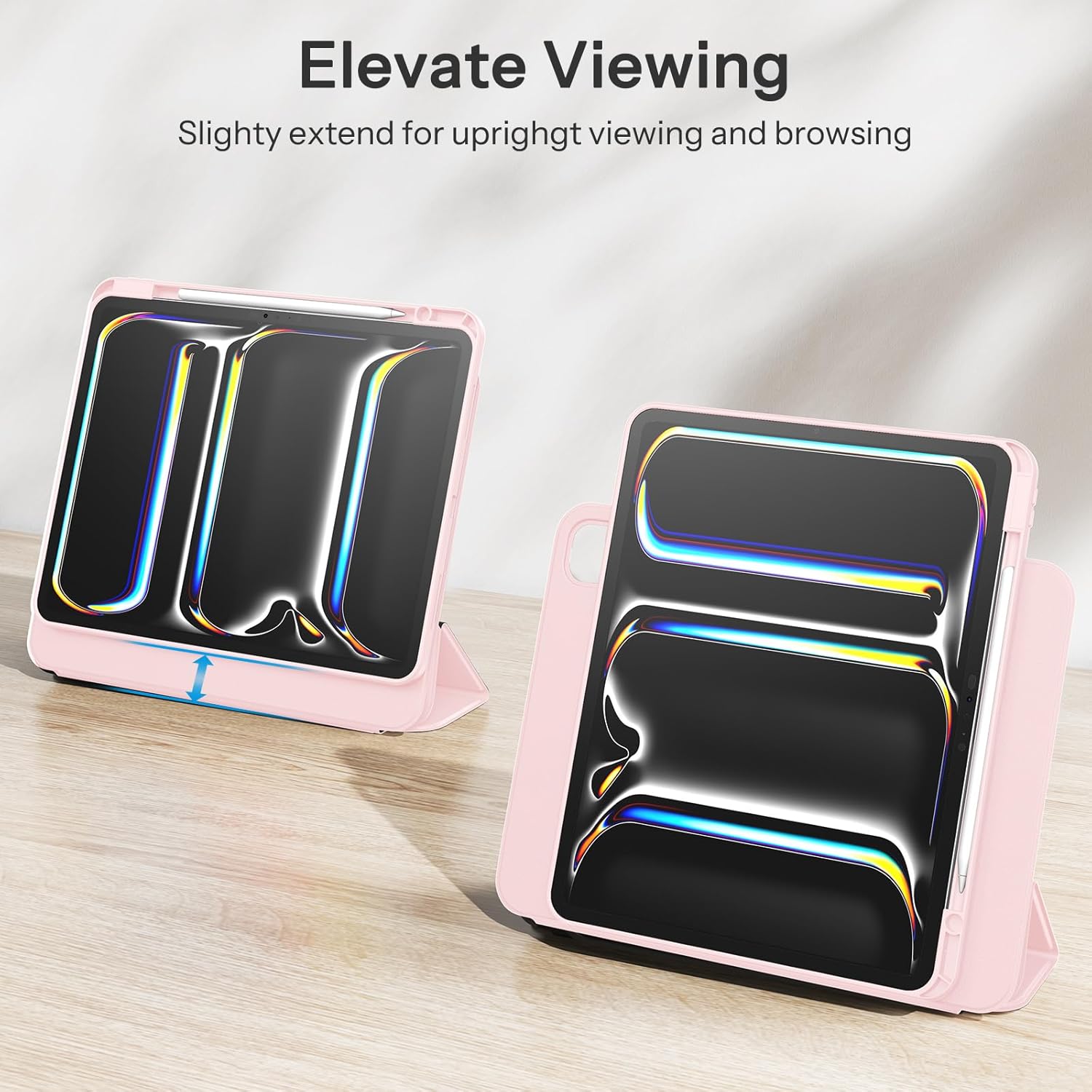 SPARIN Case for iPad Pro 13 inch 2025/2024-M4 M5 with Pencil Holder, Detachable Magnetic Hybrid Protective Cover, Portrait/Landscape Stand, Durable Protection, Auto Wake/Sleep -Pink